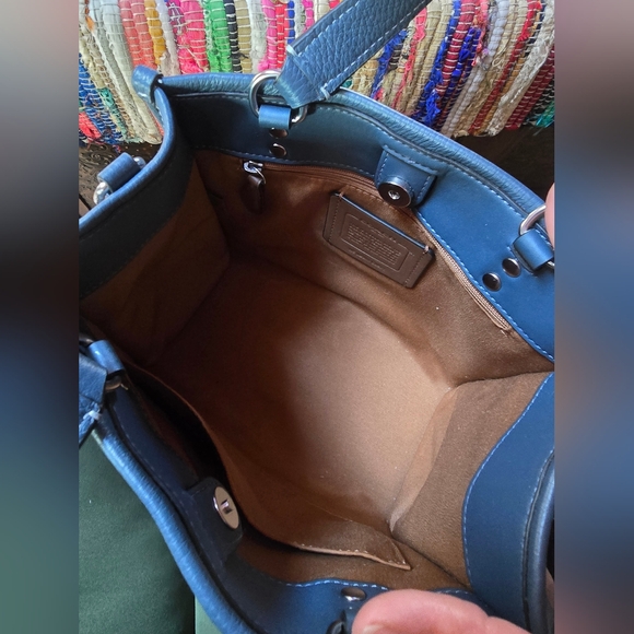 COACH Dempsey Tote Bag CO971 denim Blue Crossbody Purse - Picture 8 of 12